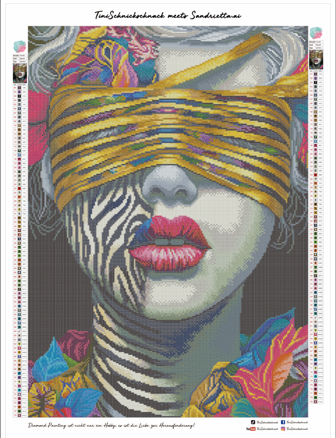 Diamond Painting Bild "See Without Eyes" von AI-Artist Sandrietta_ai (Sondersteine-Special) 50x70cm TSS-695