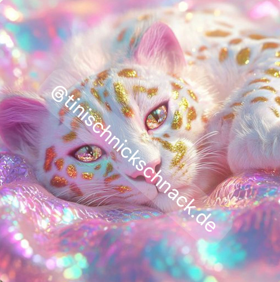 Diamond Painting Bild "Weißer Leopard" von AI-Artist Sandrietta_ai (inkl. Feenstaub) 60x60cm TSS-595