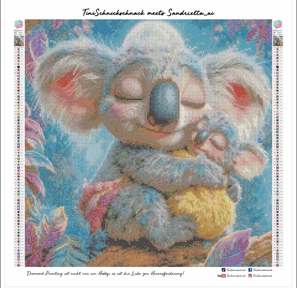 Diamond Painting Bild "Koala-Liebe" von AI-Artist Sandrietta_ai (inkl. Feenstaub) 50x50cm TSS-748