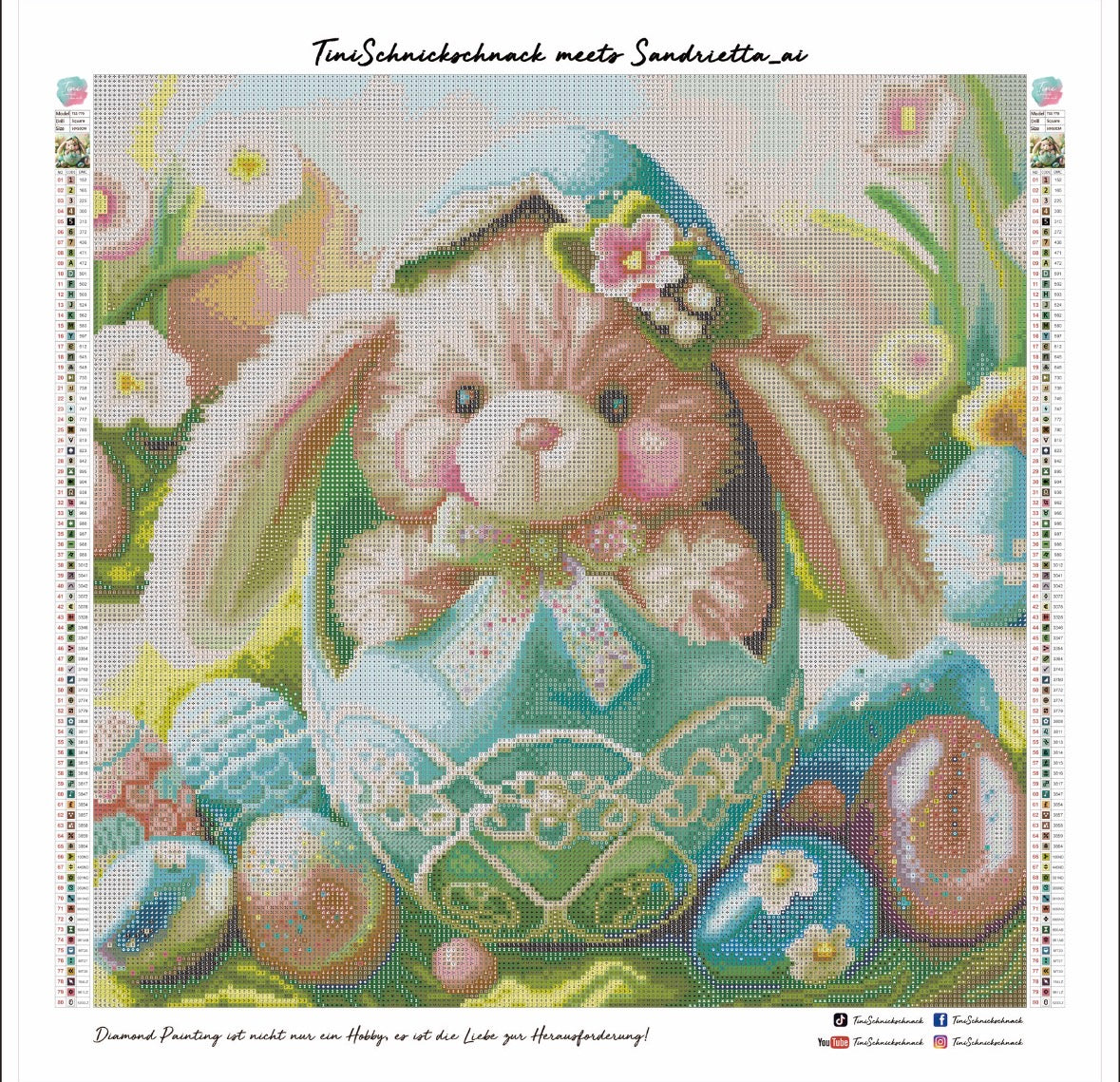 Diamond Painting Bild "Ostererwachen" von AI-Artist Sandrietta_ai (inkl. Feenstaub) 50x50cm TSS-770