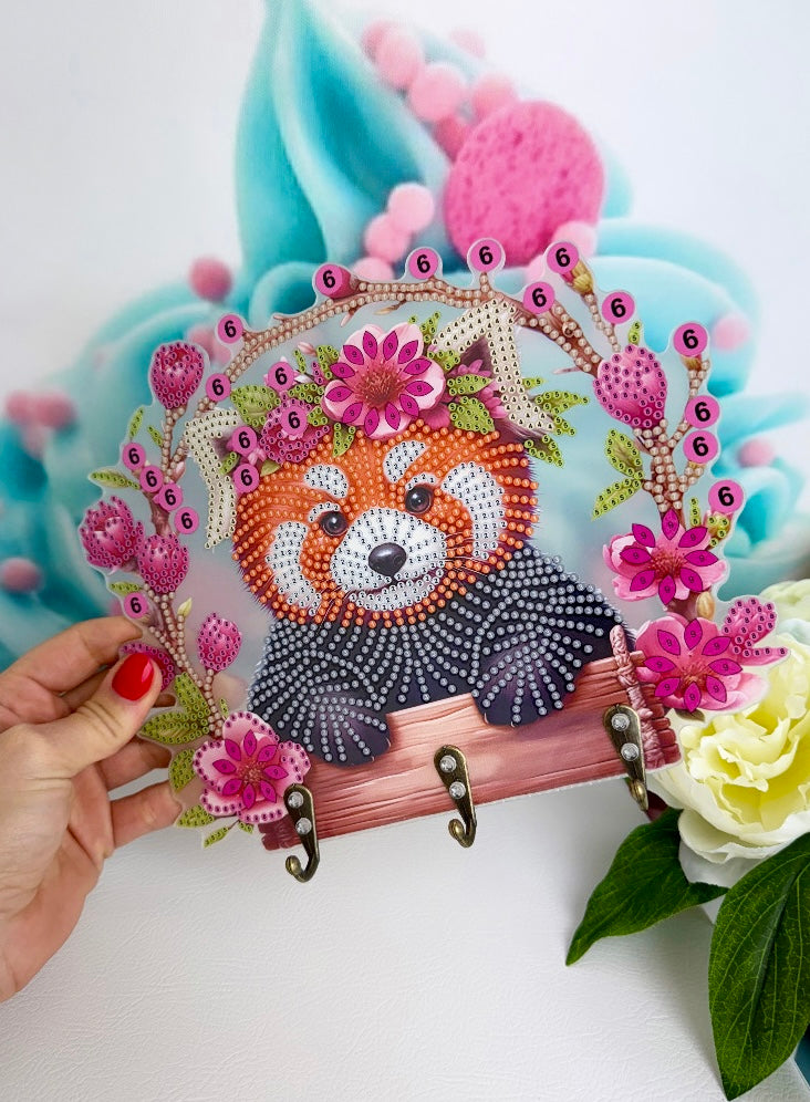 Diamond Painting Schlüsselbrett "Roter Panda" 20x24cm