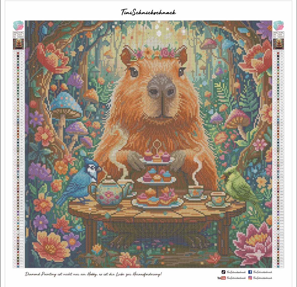 Diamond Painting Bild "Capybara Teatime" von TiniSchnickschnack 50x50cm (Sondersteine Special) TSS-848