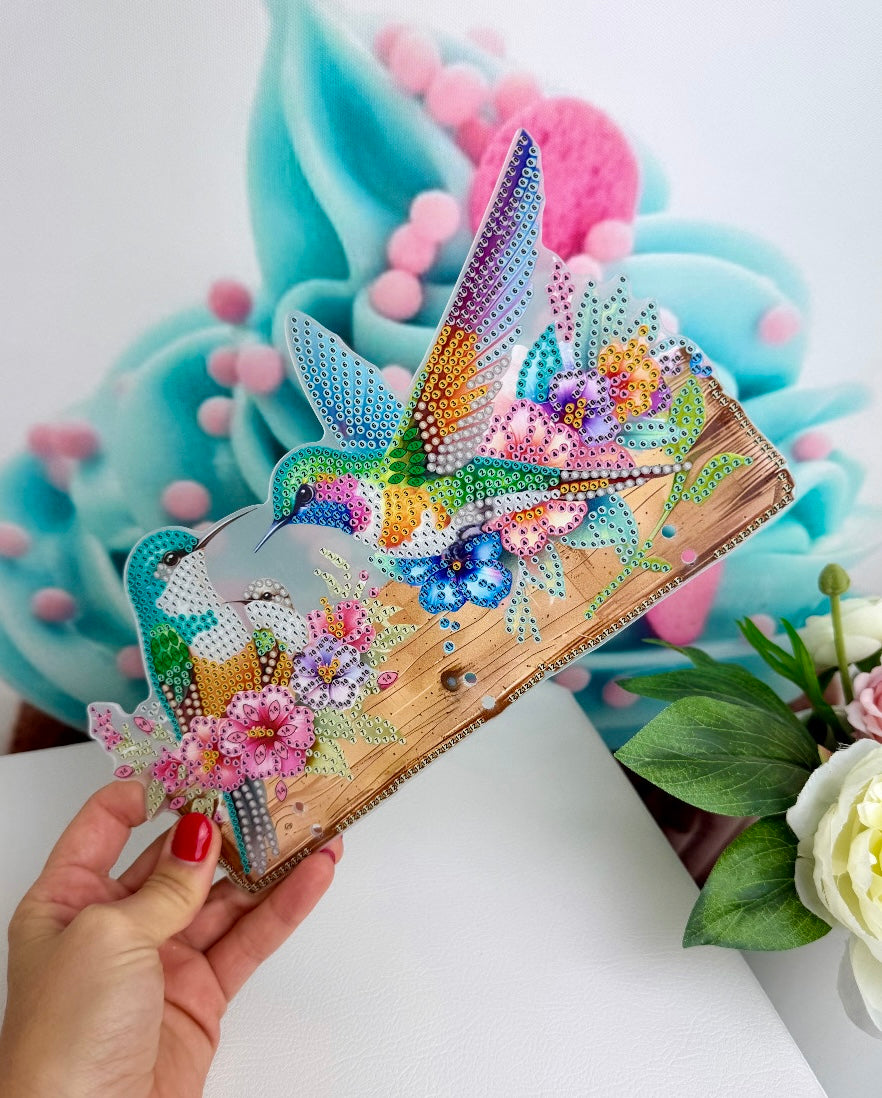 Diamond Painting Schlüsselbrett "Kolibri" 14x24cm