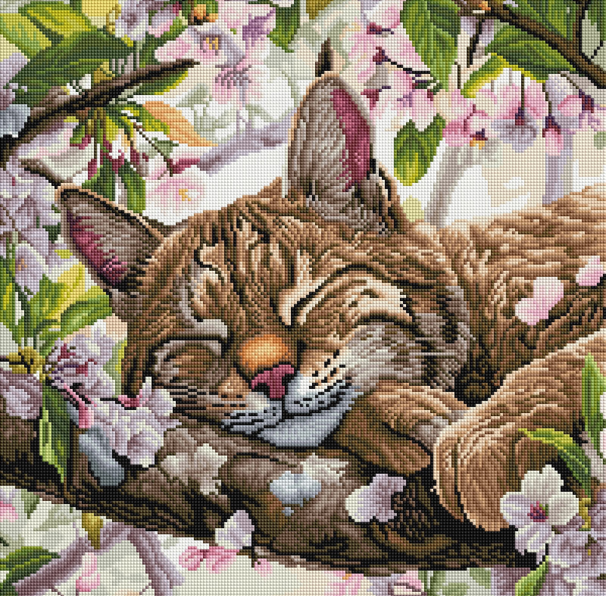 Diamond Painting Bild "Schlummer Luchs" von AI-Artist Sandrietta_ai (inkl. Feenstaub) 50x50cm TSS-597