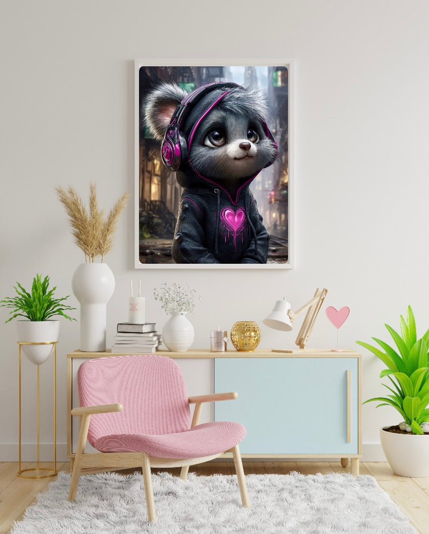 Diamond Painting Bild "Urban Beat-Bär" von AI-Artist Sandrietta_ai (inkl. Feenstaub) 30x40cm TSS-896