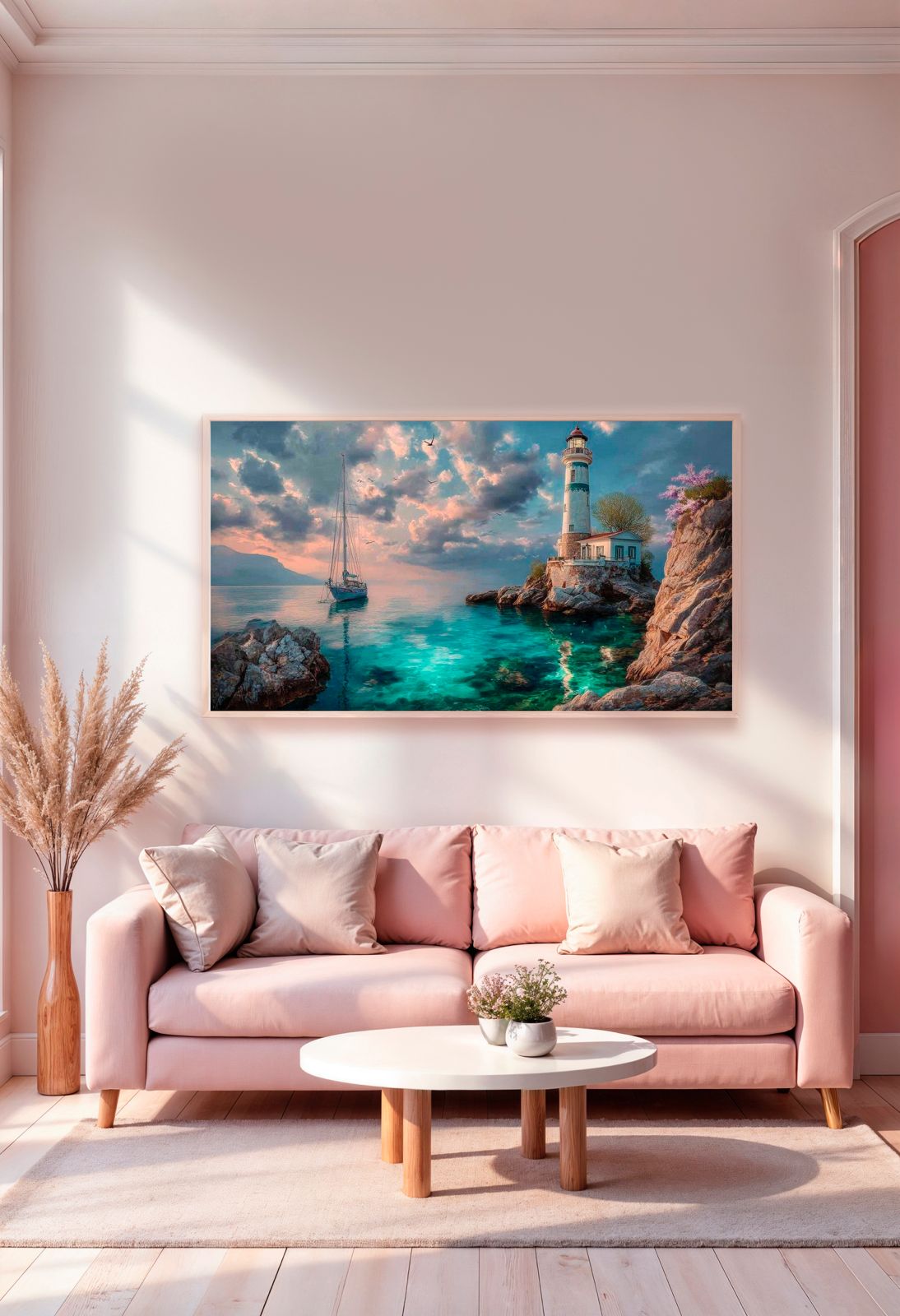 Diamond Painting XXXL Bild "Leuchturm am Meer" von AI-Artist Sandrietta 110x196cm (Sondersteine Special) TSS-