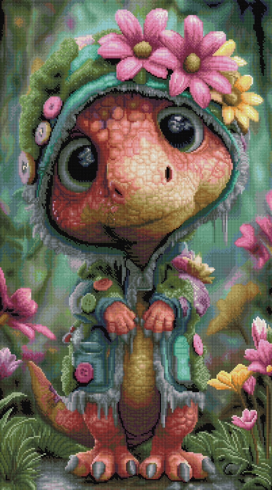 Diamond Painting Bild T-Rex "Rudy" von AI-Artist Sandrietta_ai 50x90cm (inkl. Feenstaubsteine) TSS-771