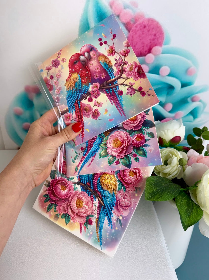 Diamond Painting "Happy Birds" Grußkarten 6er Set (K66)