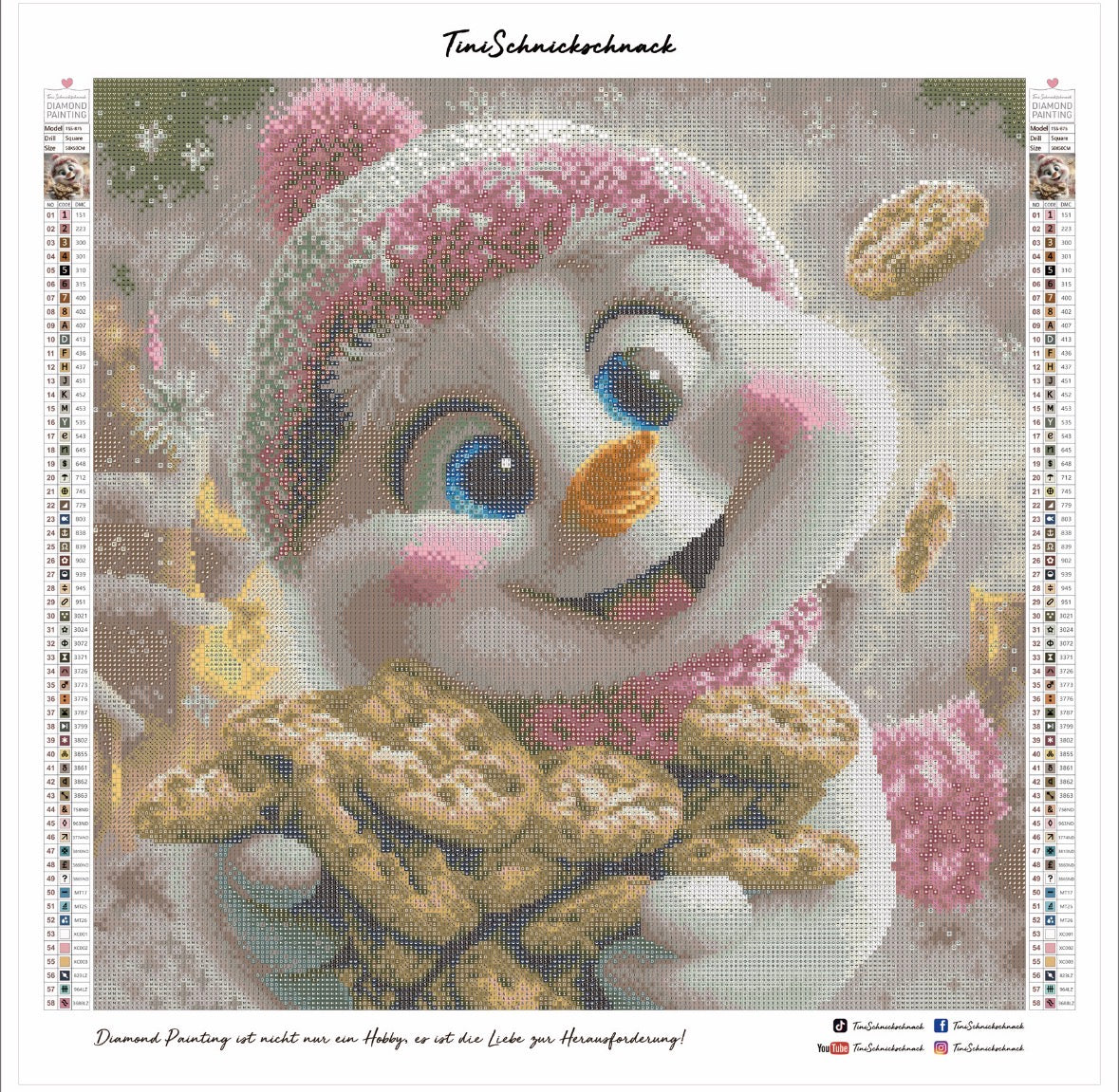 Diamond Painting Bild "Schneemann Frosti`s Cookie-Time" von Lisa Morgan 50x50cm (inkl. Feenstaub) TSS-875