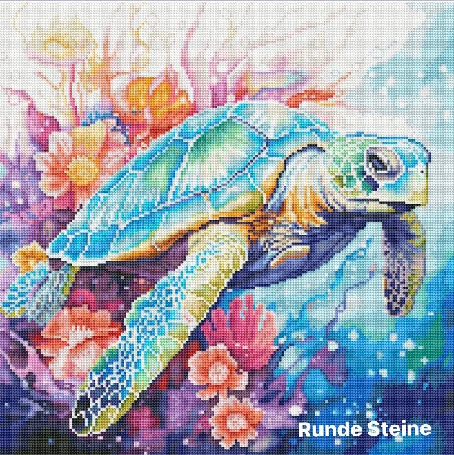 Diamond Painting Bild "Meeresschildkröte" von AI-Artist Sandrietta_ai 50x50cm