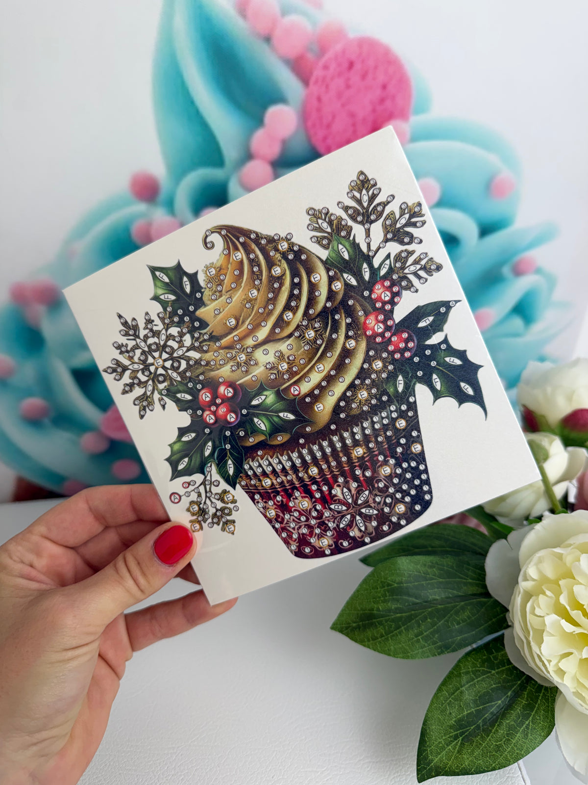 Diamond Painting XMAS Grußkarten "Xmas Cupcakes" (K056)