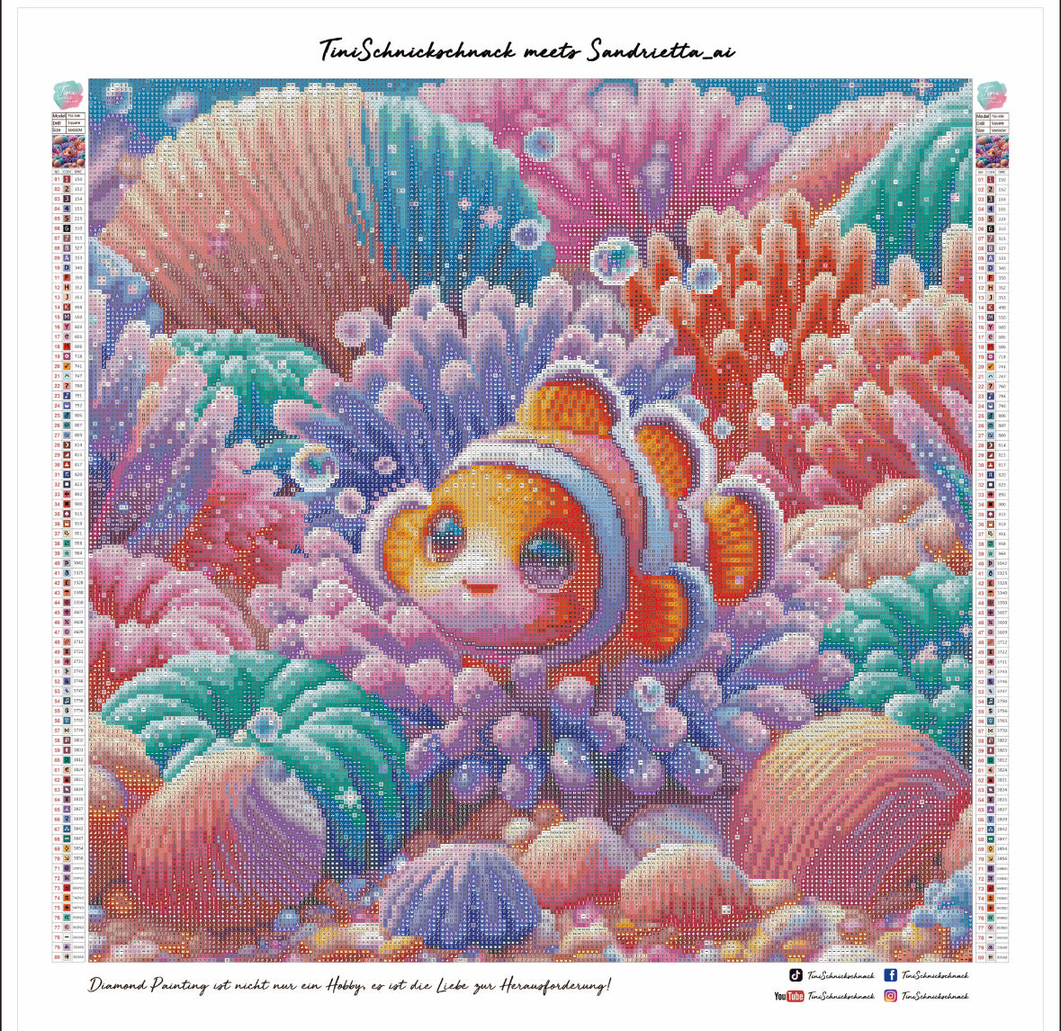 Diamond Painting Bild Clownfisch "Cody" von AI-Artist Sandrietta.ai 50x50cm (inkl. Feenstaub) TSS-509 VVK07