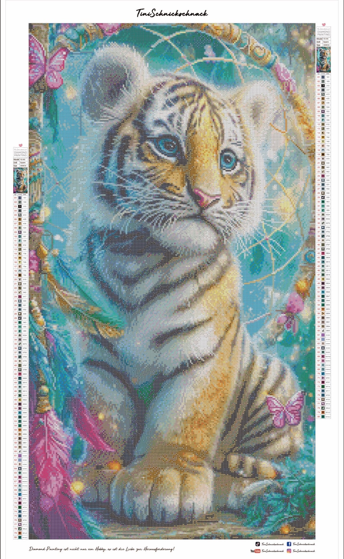 Diamond Painting Bild "Sanftes Tigerpfötchen" von AI-Artist Elly_a.i (Sondersteine Special) 50x90cm TSS-905