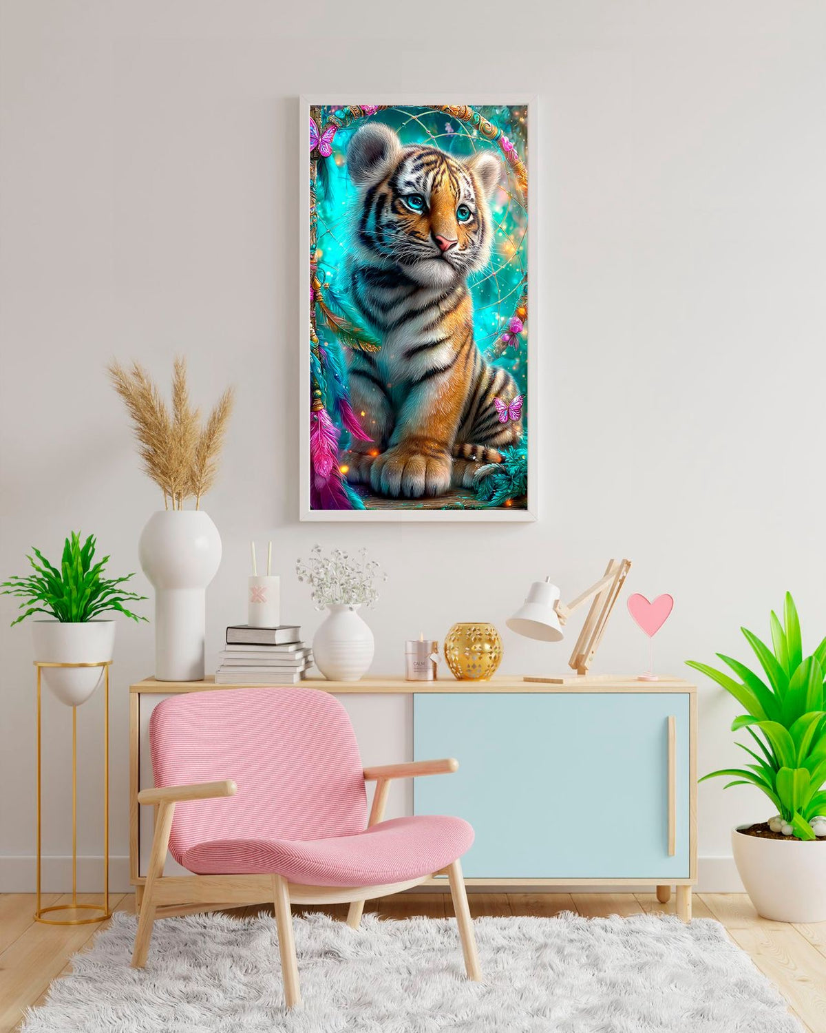Diamond Painting Bild "Sanftes Tigerpfötchen" von AI-Artist Elly_a.i (Sondersteine Special) 50x90cm TSS-905