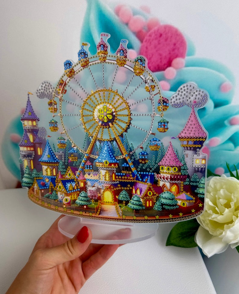 Diamond Painting XMAS Aufsteller "Weihnachtsdorf mit Riesenrad" 23x24cm (AH211)