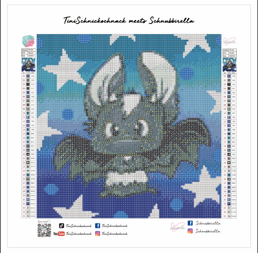 Diamond Painting Bild Schnubbi "Fledermaus" von Schnubbirella 25x25cm (inkl. Fairy Dust) TSS-316