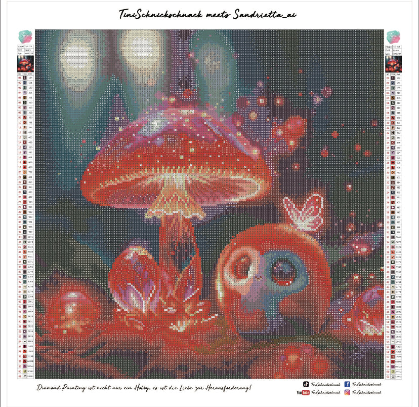 Diamond Painting Bild "Muckel & Mushroom" von AI-Artist Sandrietta_ai 50x50cm (inkl. Metallic)