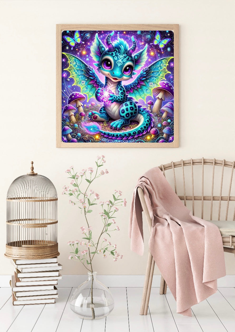Diamond Painting Bild Drache "Aiko" von AI-Artist Sandrietta.ai 50x50cm (inkl. Feenstaub) TSS-500