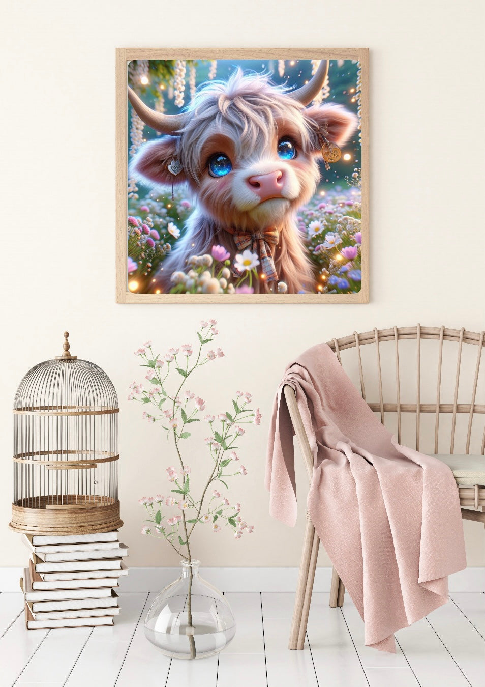 Diamond Painting Bild "Hochlandrind Ronja" von AI-Artist Lexxy.ai (inkl. Feenstaub) 50x50cm TSS-729