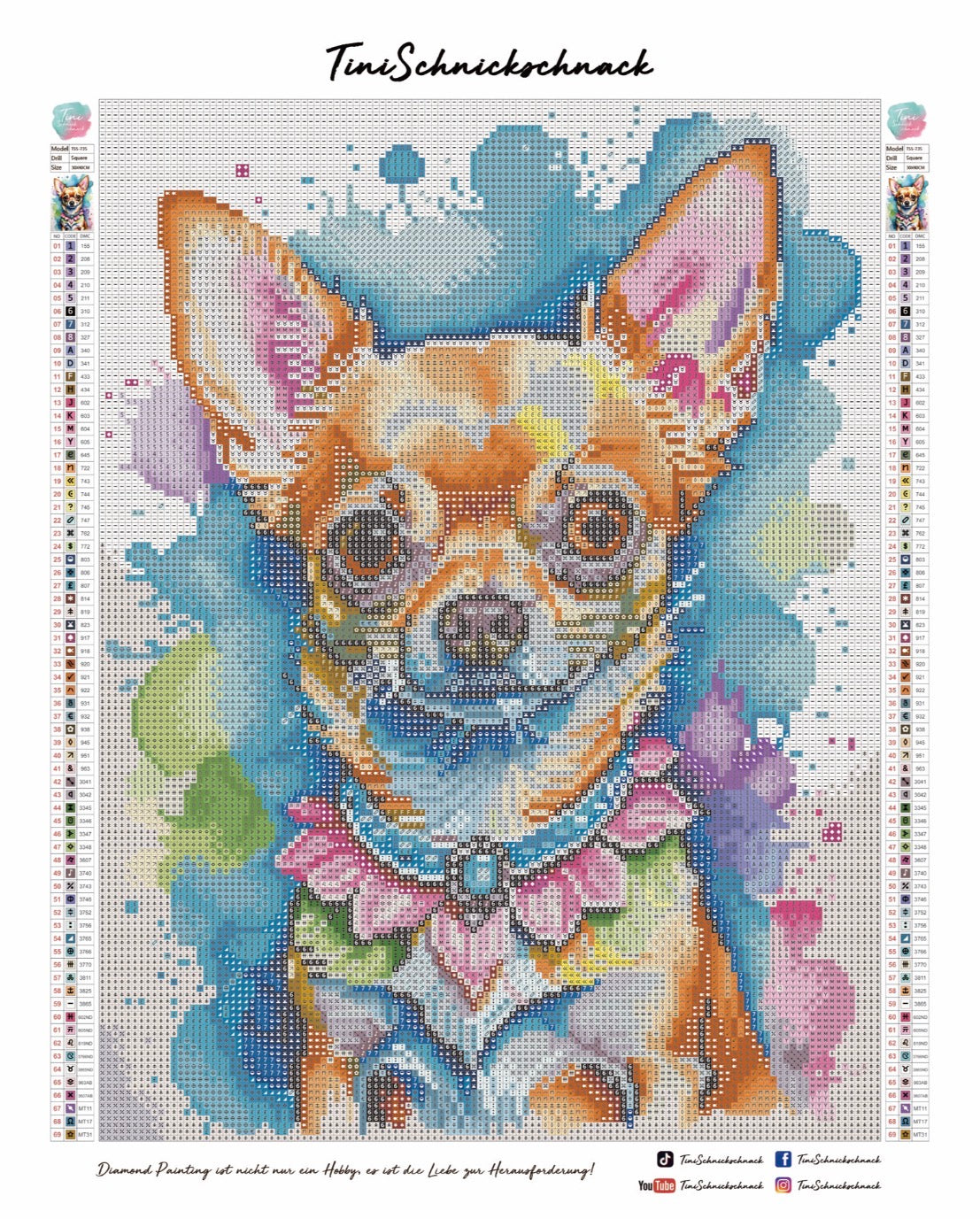 Diamond Painting Bild „Chihuahua Chico“ von TiniSchnickschnack (inkl. Feenstaub) 30x40cm TSS-735