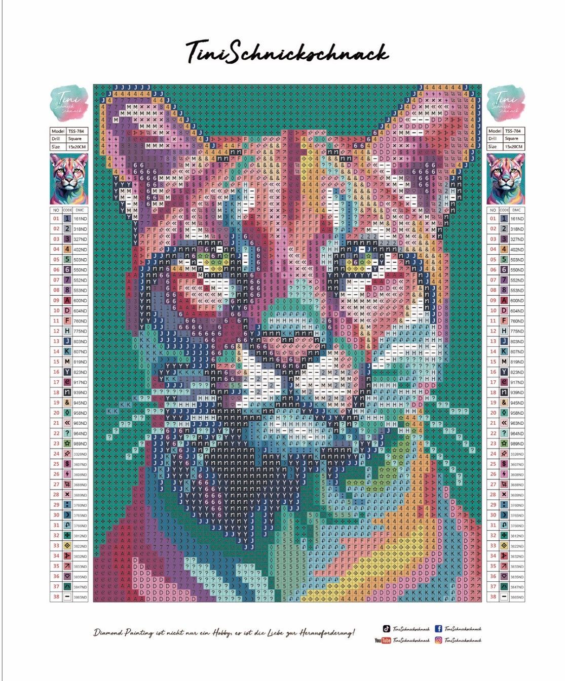 Diamond Painting TiniSchnickschnack Mini Bild "Puma" 15x20cm (Full Feenstaub) TSS-784