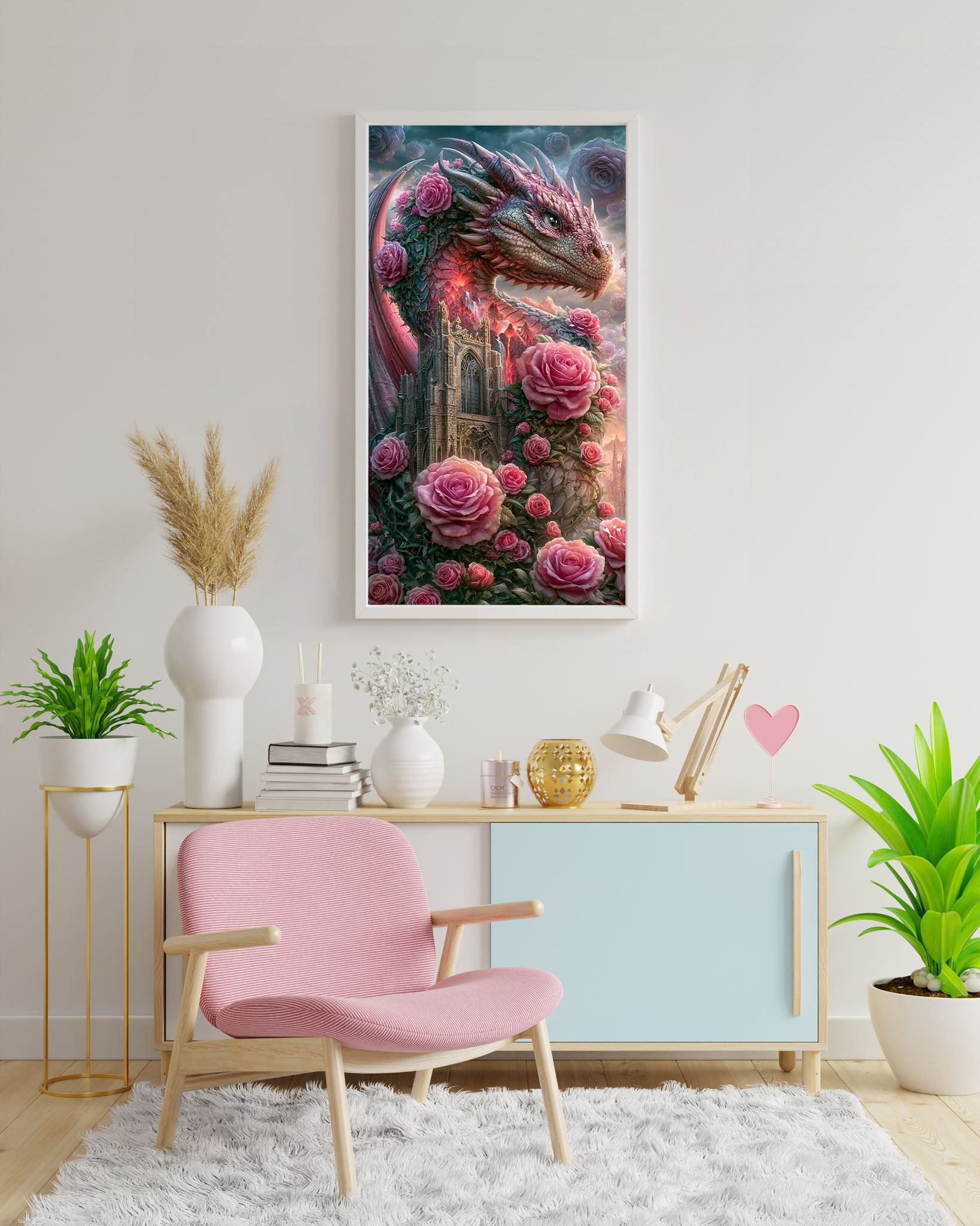 VORVERKAUF! Diamond Painting Bild "Dragon of Roses" von Elly_A.I x cm (Sondersteine Special) 50x90cm