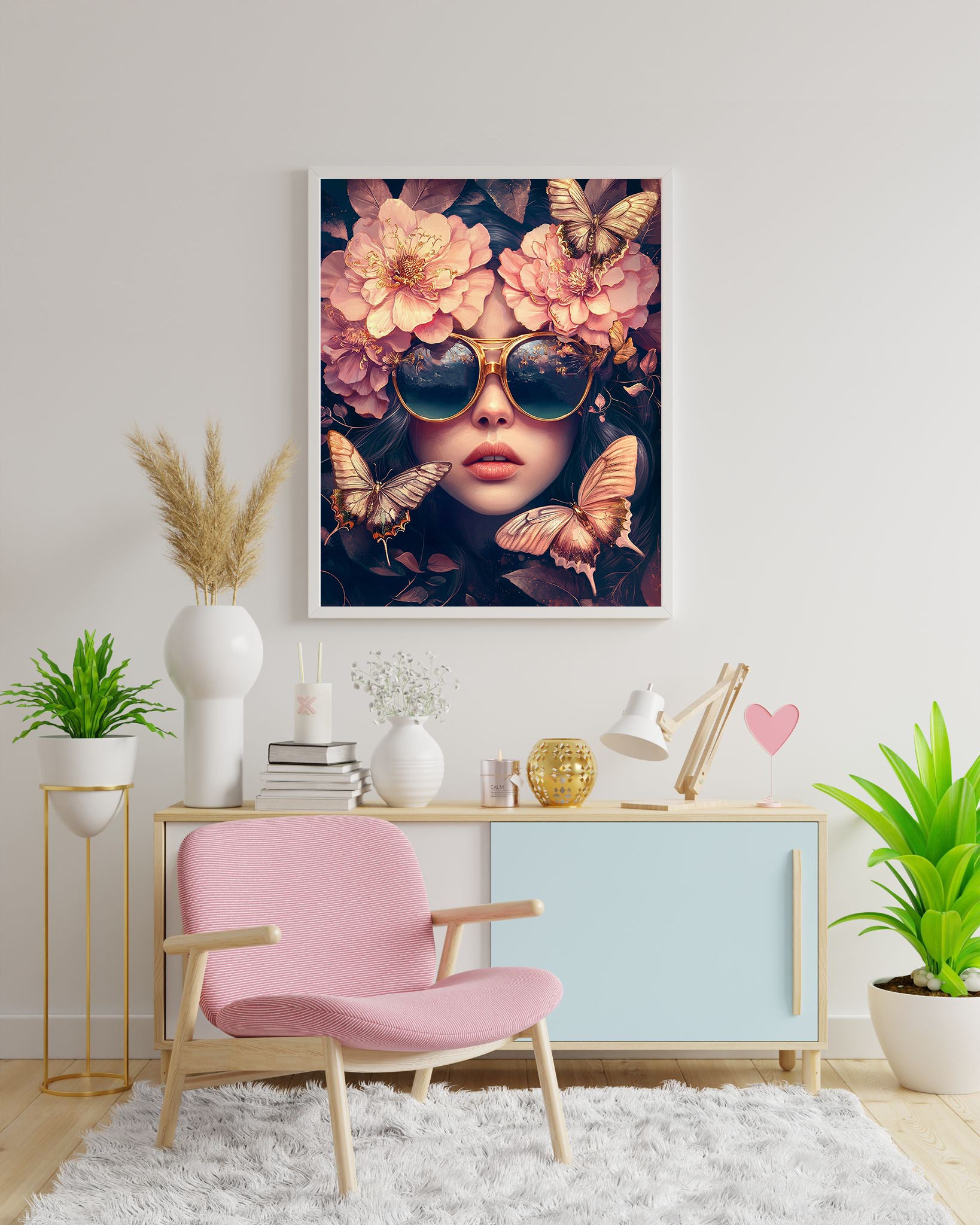 Diamond Painting Bild "Kiss of Butterflies" von AI-Artist Sandrietta_ai (inkl. Feenstaub) 40x50cm TSS-670