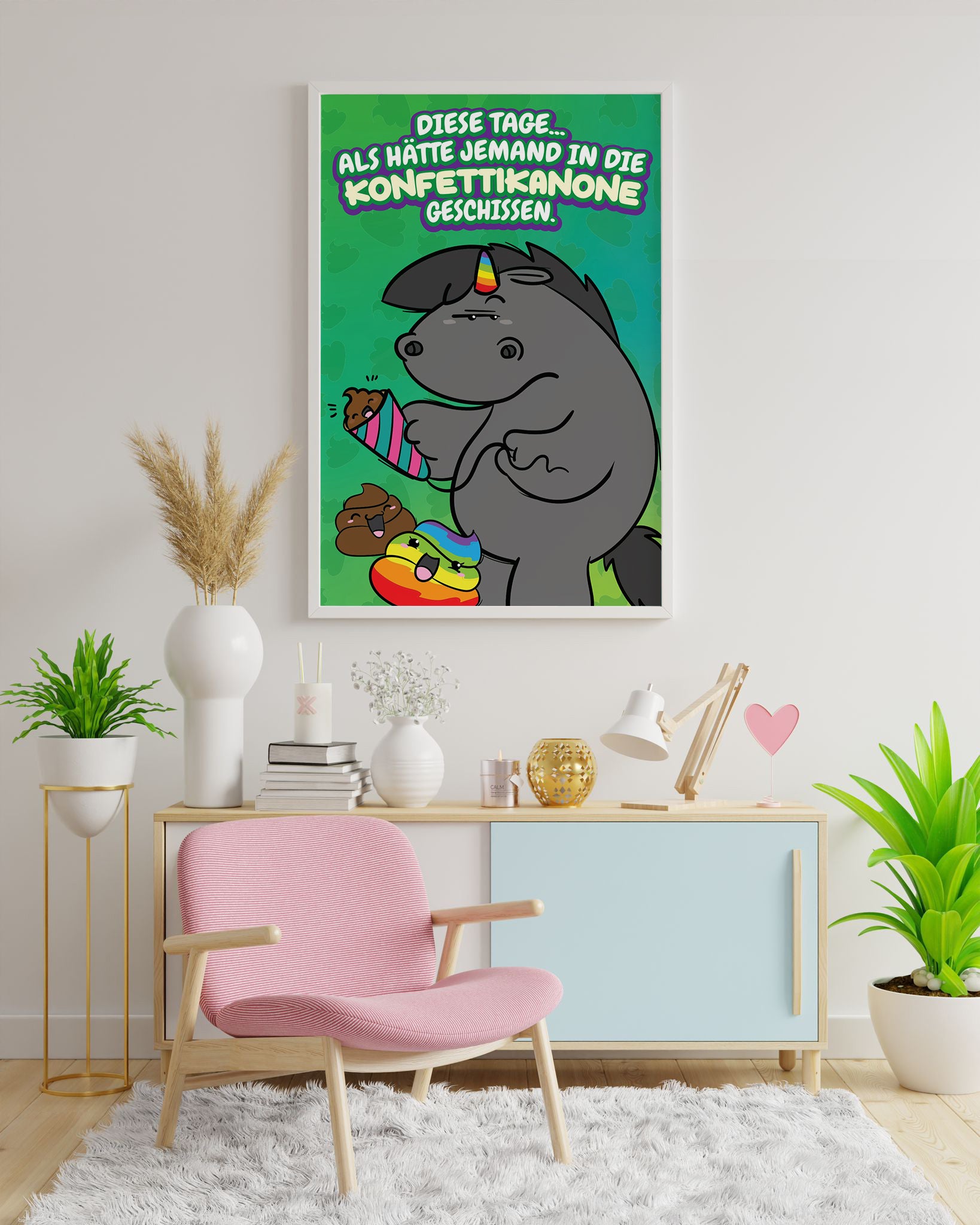 Diamond Painting Bild Grummeleinhorn "KONFETTIKANONE" von Pummeleinhorn 40x60cm (inkl. Strass) TSS-687