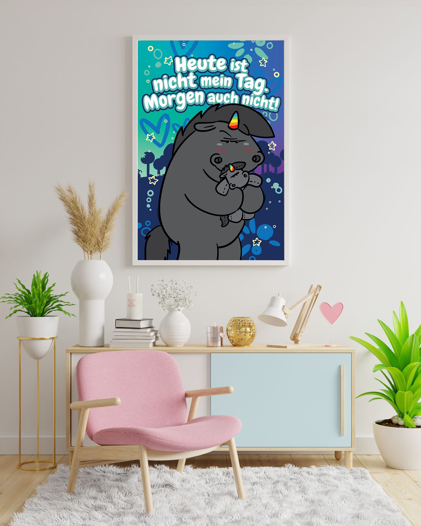 Diamond Painting Bild Grummeleinhorn "Nicht mein Tag" von Pummeleinhorn 40x60cm (inkl. Neon Stones) TSS-807