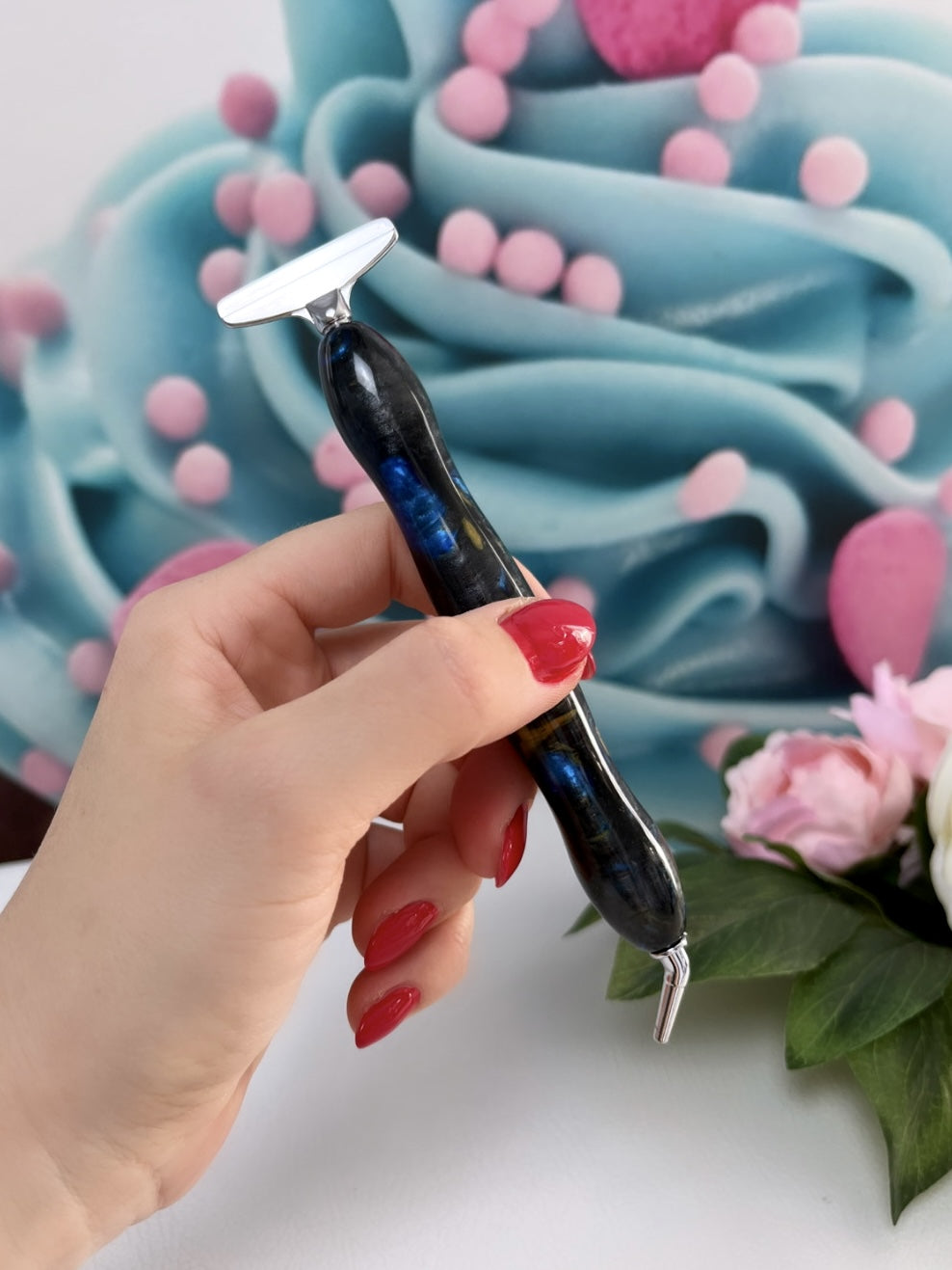Diamond Painting Ergo Stift "Black" + 6er Set Metallaufsätze